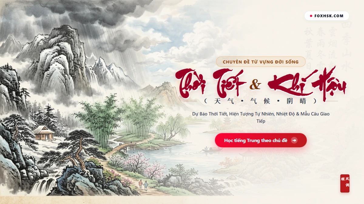 Trọn Bộ Từ Vựng Tiếng Trung Chủ Đề Thời Tiết, Khí Hậu & Hiện Tượng Tự Nhiên (Bản Đồ Khí Hậu Du Lịch & 6 Thành Ngữ) - FoxHSK