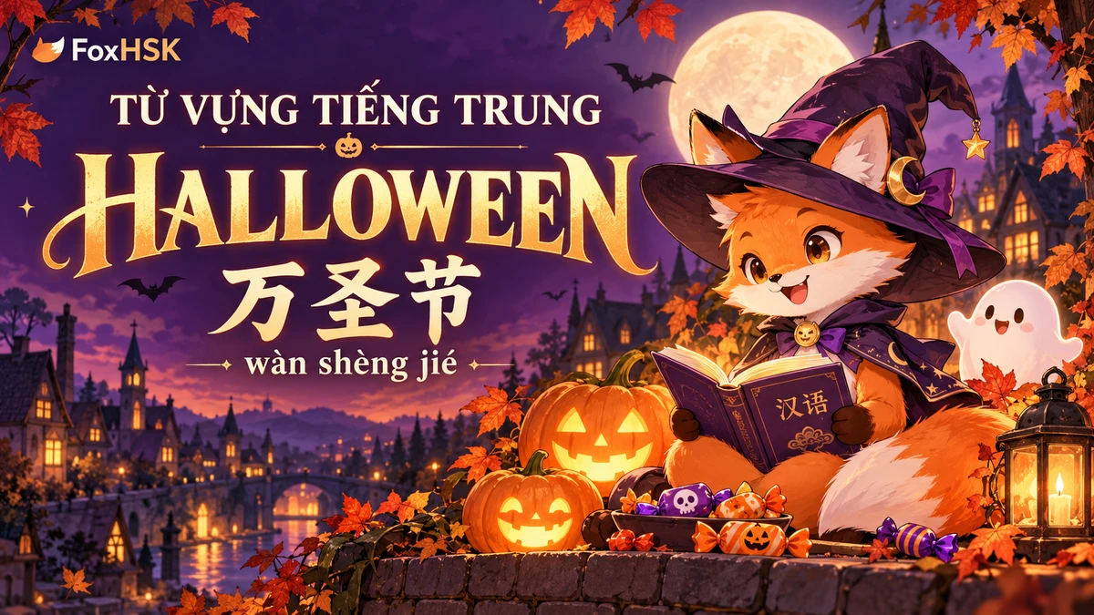 Từ Vựng Tiếng Trung Chủ Đề Halloween (万圣节): Trọn Bộ Từ Khóa, Nhân Vật Ma Quái & Mẫu Câu Giao Tiếp Bắt Trend - FoxHSK