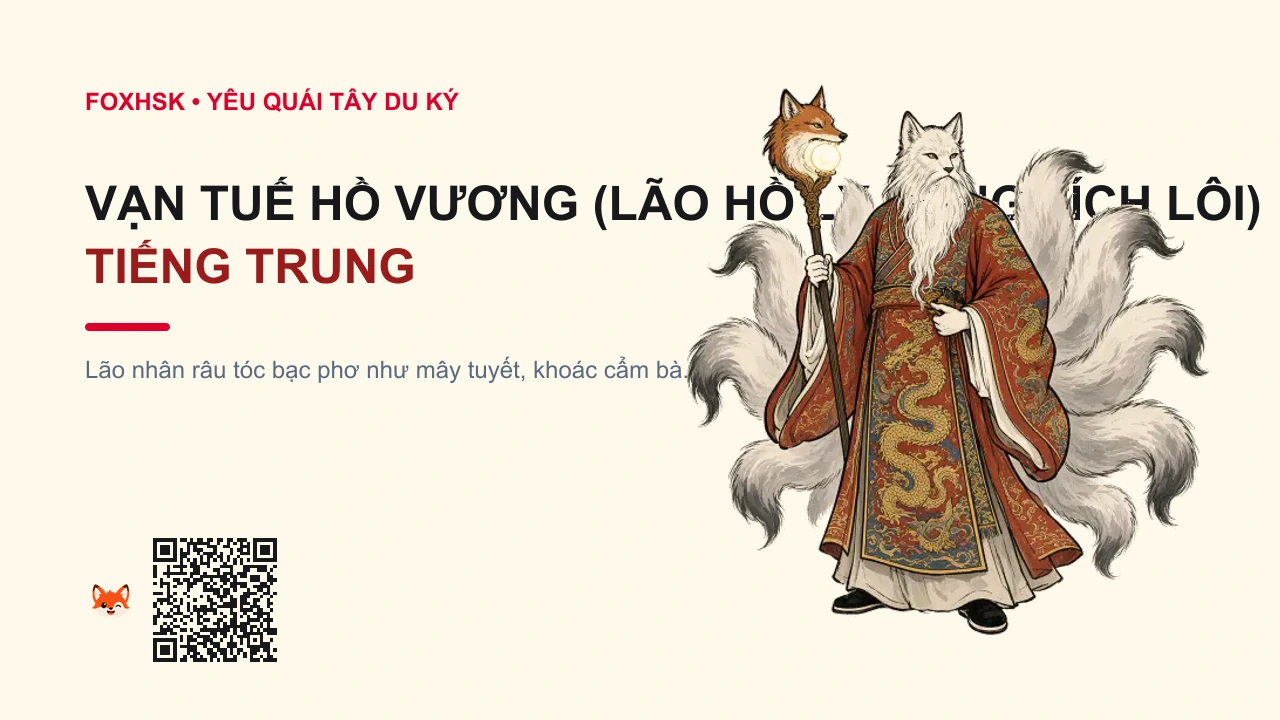 Vạn Tuế Hồ Vương (Lão Hồ Ly Động Tích Lôi) Tiếng Trung Là Gì? (万岁狐王 - wànsuì húwáng) • Nguồn Gốc Tây Du Ký, Động Tích, Dấu Ấn Pop Culture & Phương Pháp Hóa Giải - FoxHSK