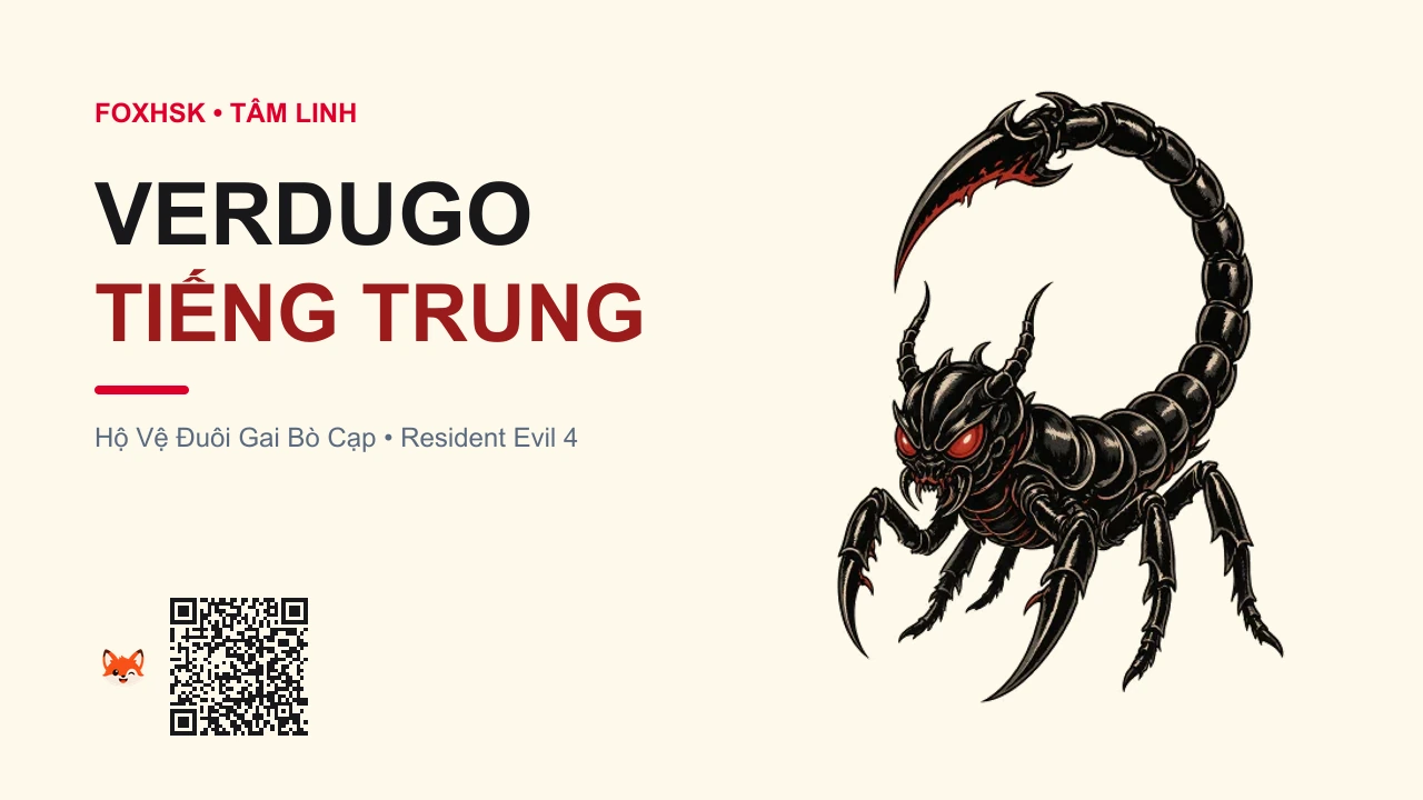 Hộ Vệ Đuôi Gai Bò Cạp Verdugo Tiếng Trung Là Gì? (刽子手“右手” - guìzishǒu yòushǒu) • Nguồn Gốc Game Resident Evil 4, Dấu Ấn Pop Culture & Phương Pháp Hóa Giải - FoxHSK