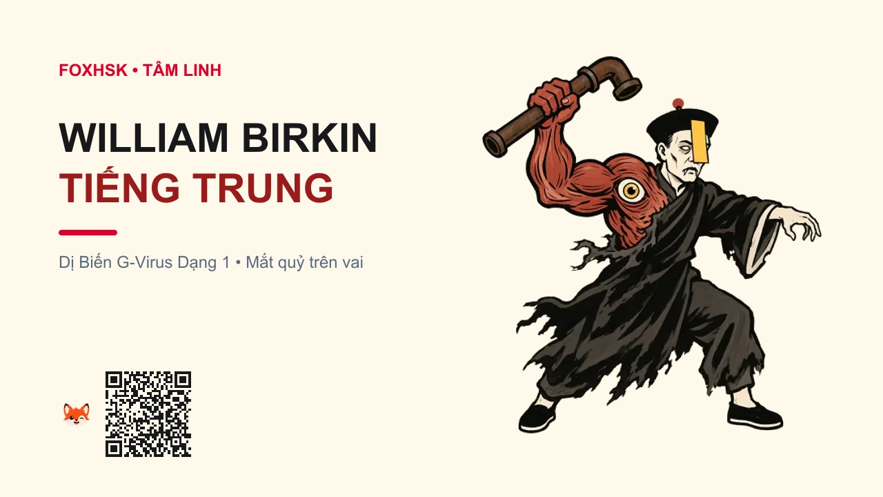 William Birkin Dị Biến G-Virus Dạng 1 Tiếng Trung Là Gì? (G生物第一形态 - G-shēngwù dì-yī xíngtài) • Nguồn Gốc Game Resident Evil 2, Dấu Ấn Pop Culture & Phương Pháp Hóa Giải - FoxHSK