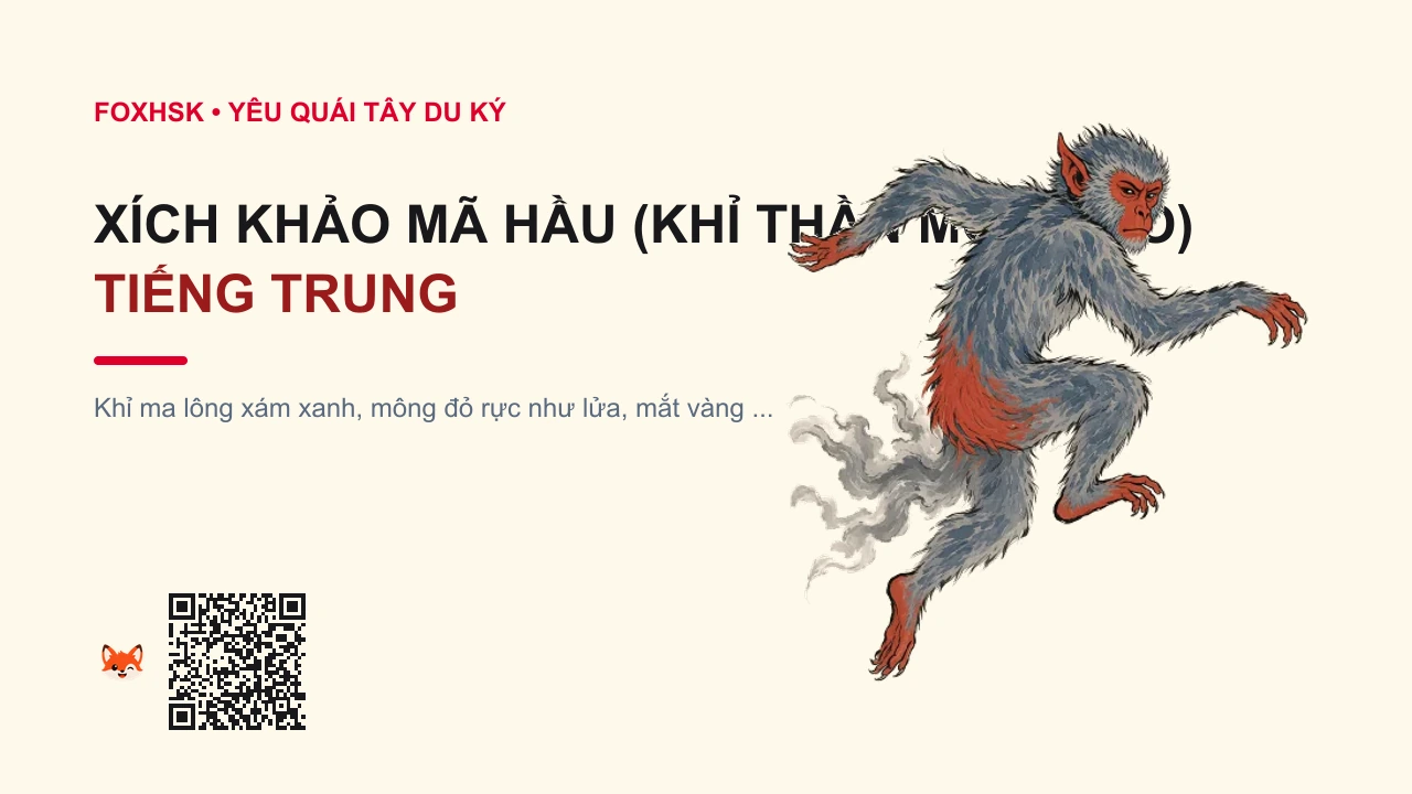 Xích Khảo Mã Hầu (Khỉ Thần Mông Đỏ) Tiếng Trung Là Gì? (赤尻马猴 - chìkāo mǎhóu) • Nguồn Gốc Tây Du Ký, Thủy Thần, Dấu Ấn Pop Culture & Phương Pháp Hóa Giải - FoxHSK