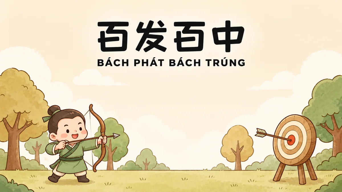 Ý Nghĩa Thành Ngữ Bách Phát Bách Trúng (百发百中): Điển Cố Thần Tiễn Dưỡng Do Cơ & Đỉnh Cao Kỹ Nghệ - FoxHSK