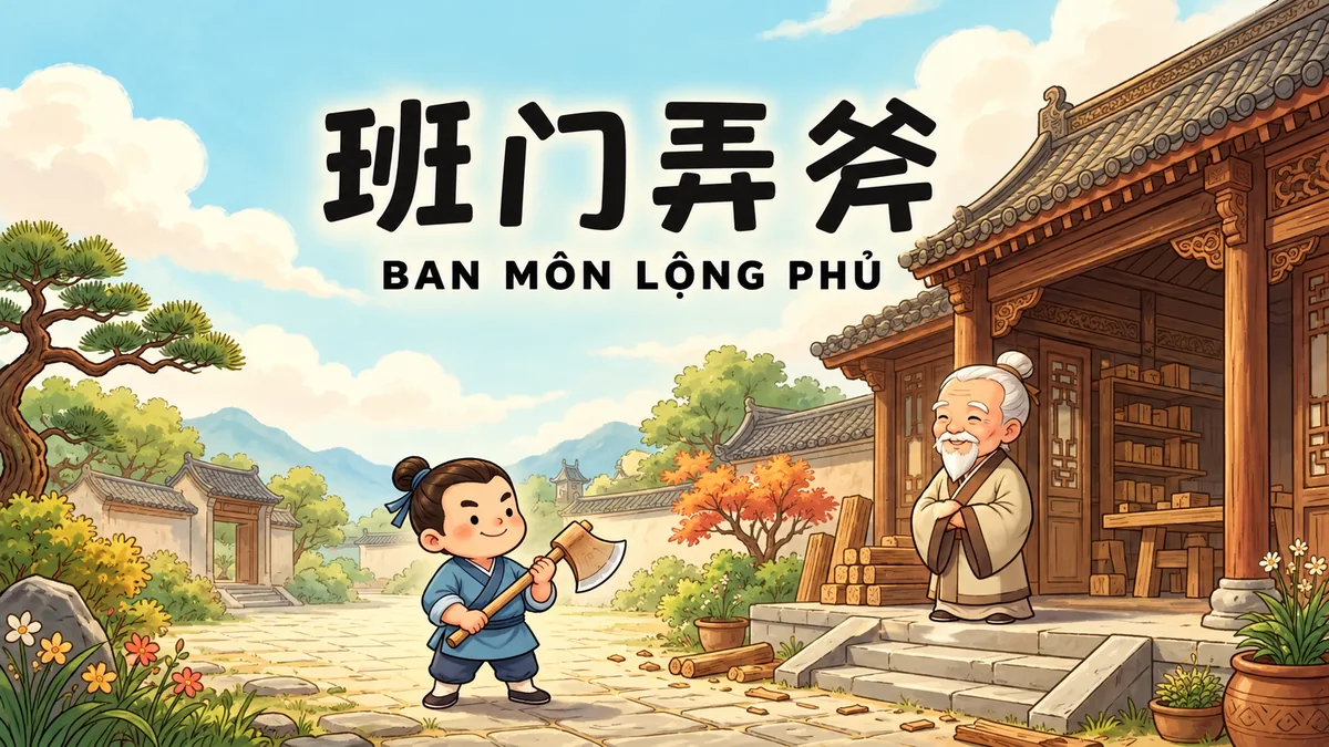 Ý Nghĩa Thành Ngữ Ban Môn Lộng Phủ (班门弄斧): Điển Cố Múa Rìu Qua Mắt Lỗ Ban & Bài Học Khiêm Tốn - FoxHSK