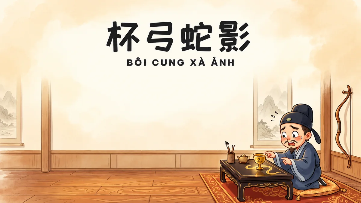 Ý Nghĩa Thành Ngữ Bôi Cung Xà Ảnh (杯弓蛇影): Điển Cố Bóng Cung Trong Chén Rượu & Căn Bệnh Đa Nghi - FoxHSK