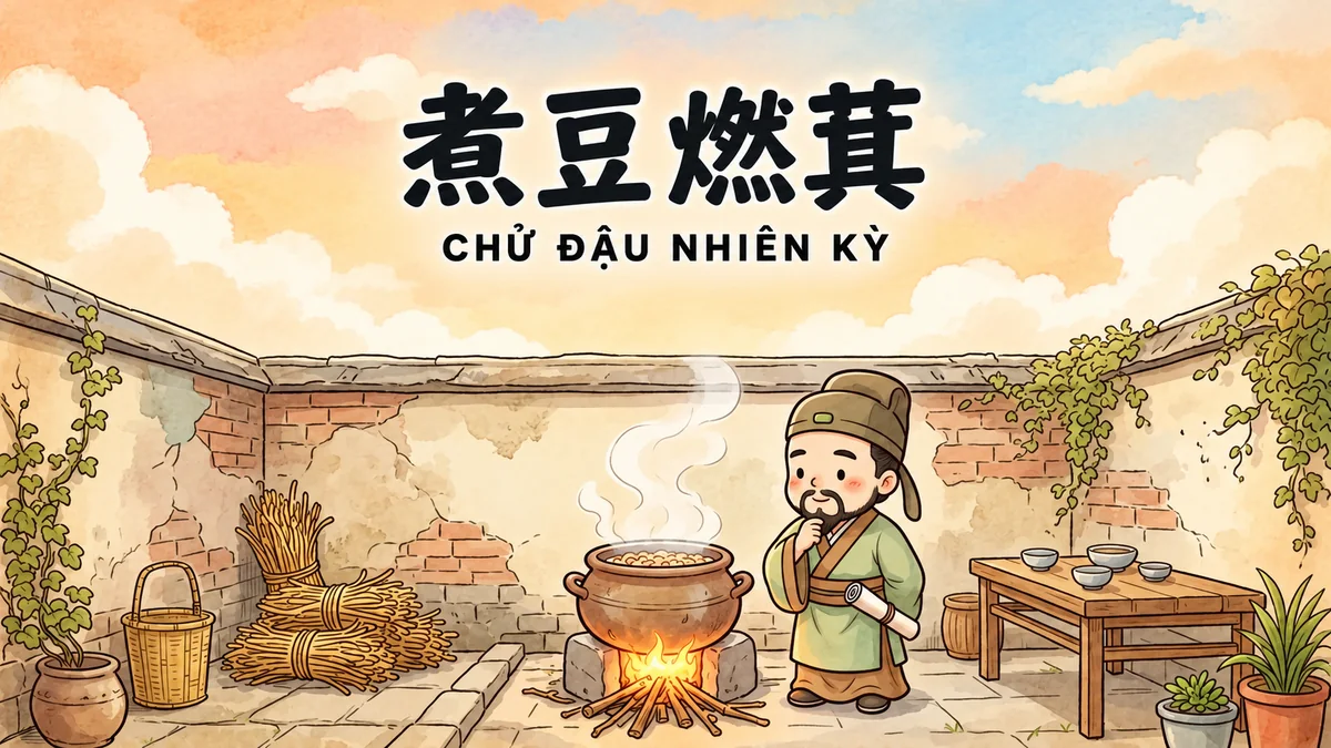 Ý Nghĩa Thành Ngữ Chử Đậu Nhiên Kỳ (煮豆燃萁): Điển Cố Thất Bộ Thi Của Tào Thực & Nỗi Đau Nồi Da Nấu Thịt - FoxHSK