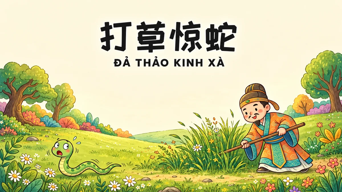 Ý Nghĩa Thành Ngữ Đả Thảo Kinh Xà (打草惊蛇): Điển Cố Đánh Cỏ Động Rắn & Bài Học Thận Trọng - FoxHSK