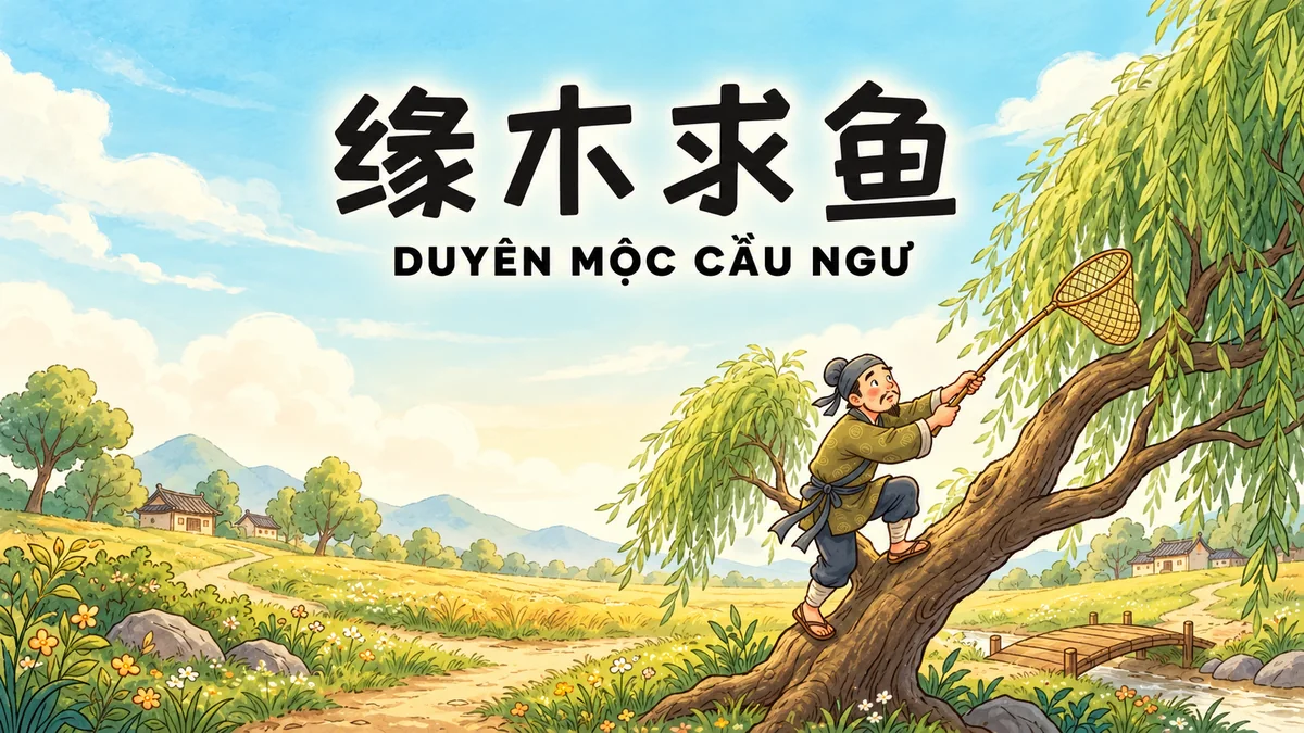 Ý Nghĩa Thành Ngữ Duyên Mộc Cầu Ngư (缘木求鱼): Điển Cố Leo Cây Tìm Cá & Bài Học Về Sai Phương Pháp | FoxHSK