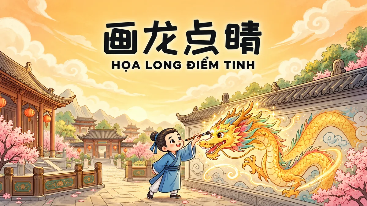 Ý Nghĩa Thành Ngữ Họa Long Điểm Tinh (画龙点睛): Điển Cố Vẽ Rồng Điểm Mắt & Nét Chấm Phá Đột Phá - FoxHSK