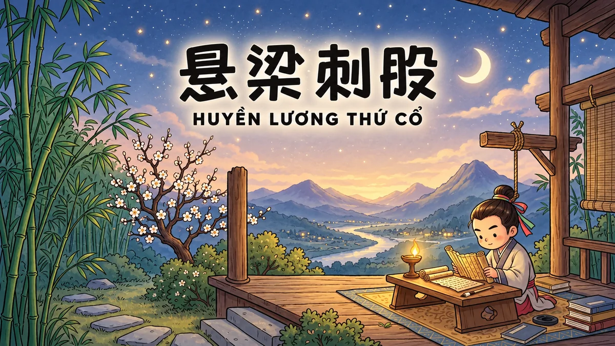 Ý Nghĩa Thành Ngữ Huyền Lương Thứ Cổ (悬梁刺股): Điển Cố Khổ Học Thành Tài Của Tô Tần & Tôn Kính | FoxHSK