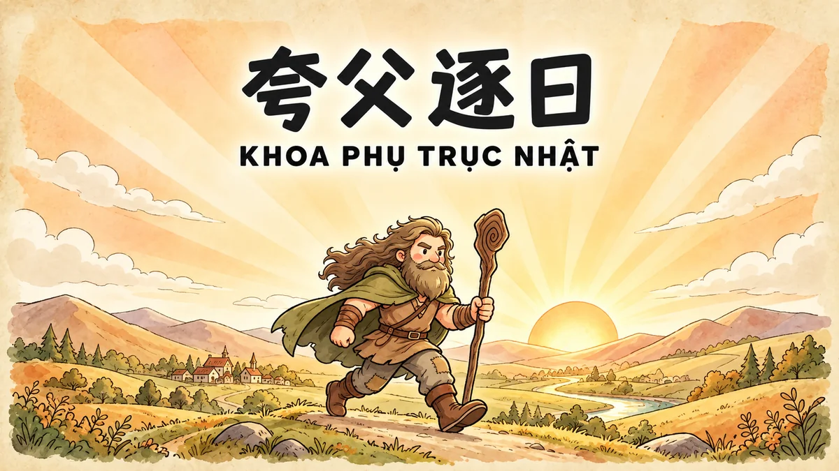 Ý Nghĩa Thành Ngữ Khoa Phụ Trục Nhật (夸父逐日): Điển Cố Người Khổng Lồ Đuổi Theo Mặt Trời & Khát Vọng Ánh Sáng - FoxHSK