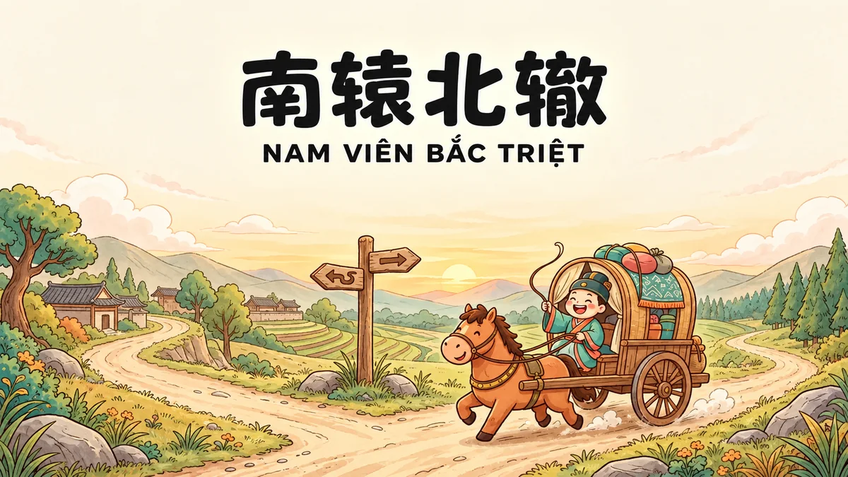 Ý Nghĩa Thành Ngữ Nam Viên Bắc Triệt (南辕北辙): Điển Cố Xe Về Nam Bánh Hướng Bắc & Nghịch Lý Hành Động - FoxHSK