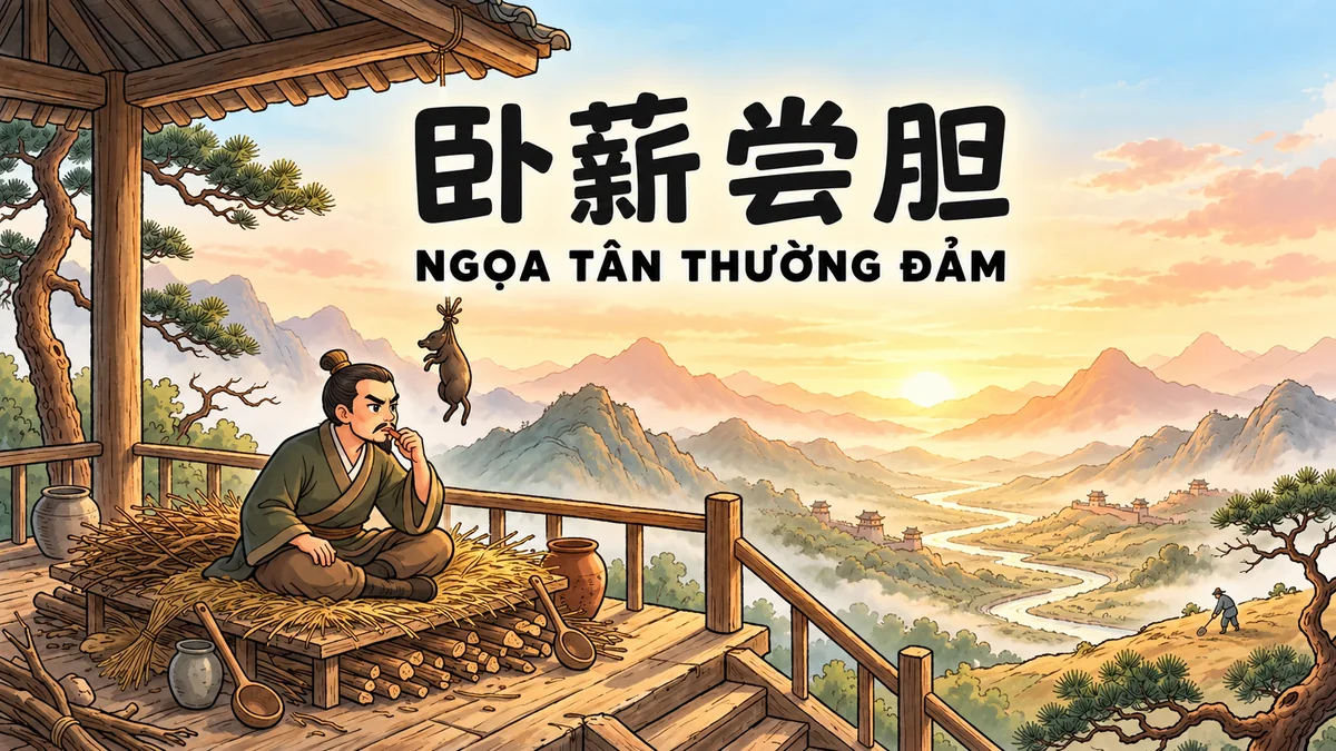 Ý Nghĩa Thành Ngữ Ngọa Tân Nếm Mật (卧薪尝胆): Điển Cố Phục Thù Rửa Hận & Ý Chí Kiên Định - FoxHSK