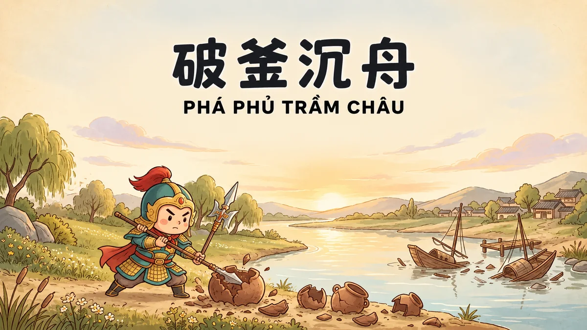 Ý Nghĩa Thành Ngữ Phá Phủ Trầm Châu (破釜沉舟): Điển Cố Quyết Chiến Cự Lộc & Tinh Thần Đoạt Tuyệt - FoxHSK