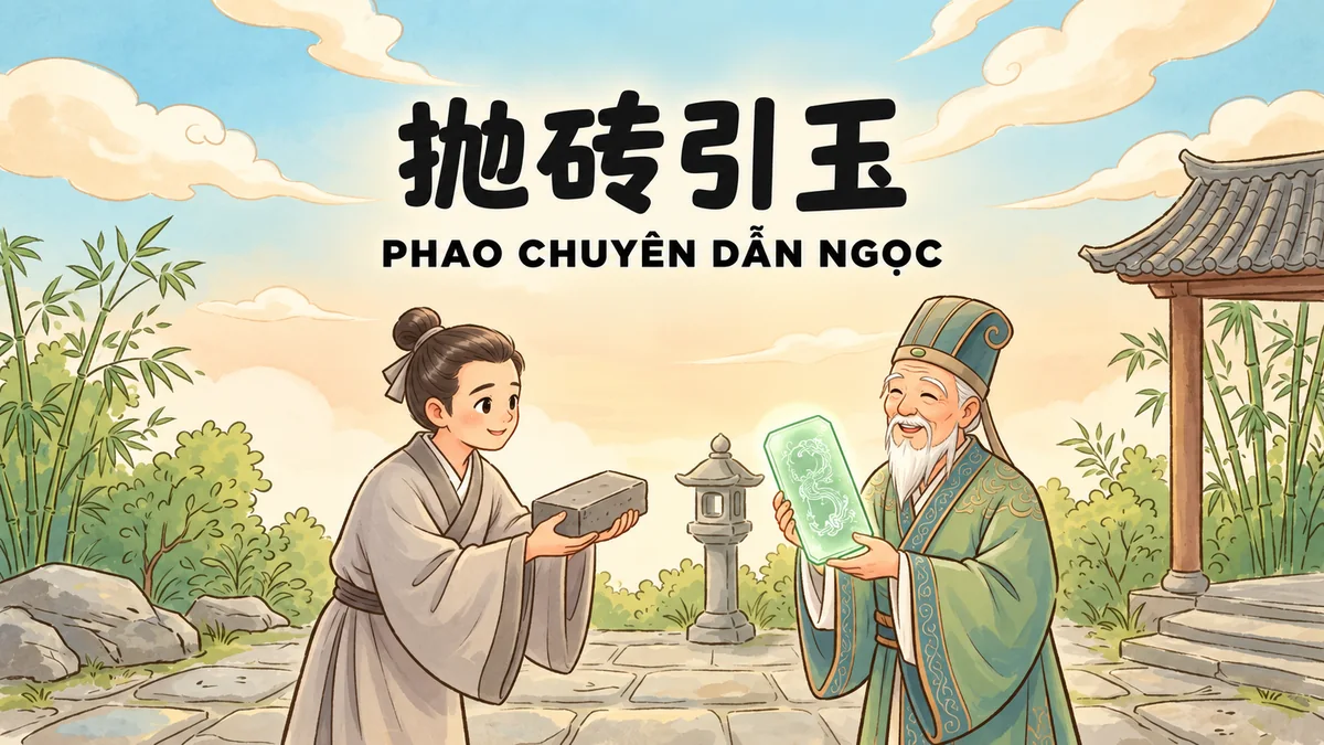 Ý Nghĩa Thành Ngữ Phao Chuyên Dẫn Ngọc (抛砖引玉): Điển Cố Ném Gạch Dẫn Ngọc & Nghệ Thuật Khiêm Nhường Trong Giao Tiếp - FoxHSK
