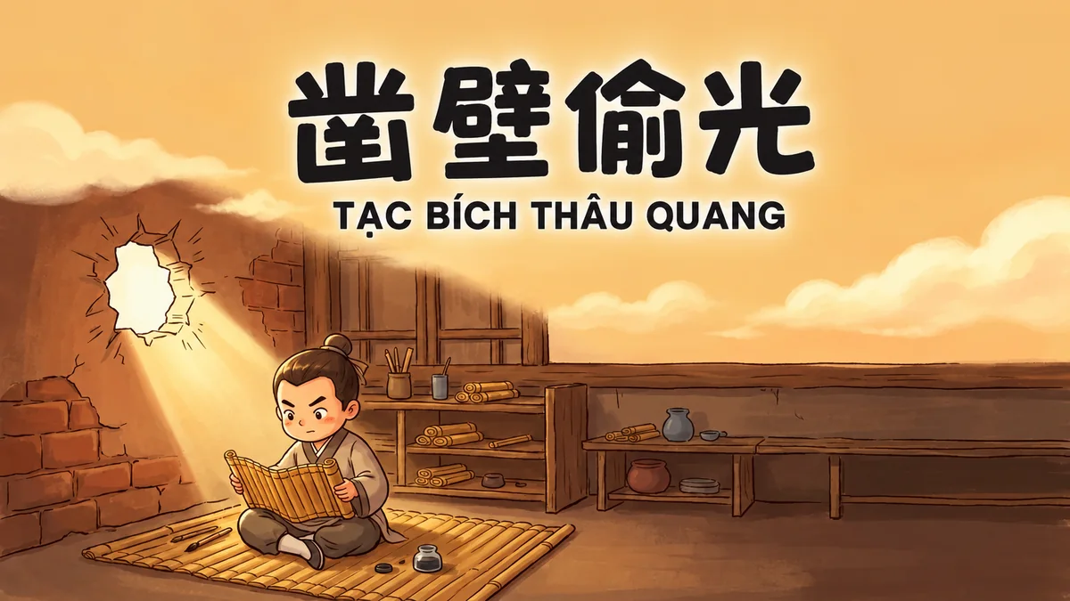 Ý Nghĩa Thành Ngữ Tạc Bích Thâu Quang (凿壁偷光): Điển Cố Đục Tường Mượn Ánh Sáng & Tấm Gương Hiếu Học | FoxHSK
