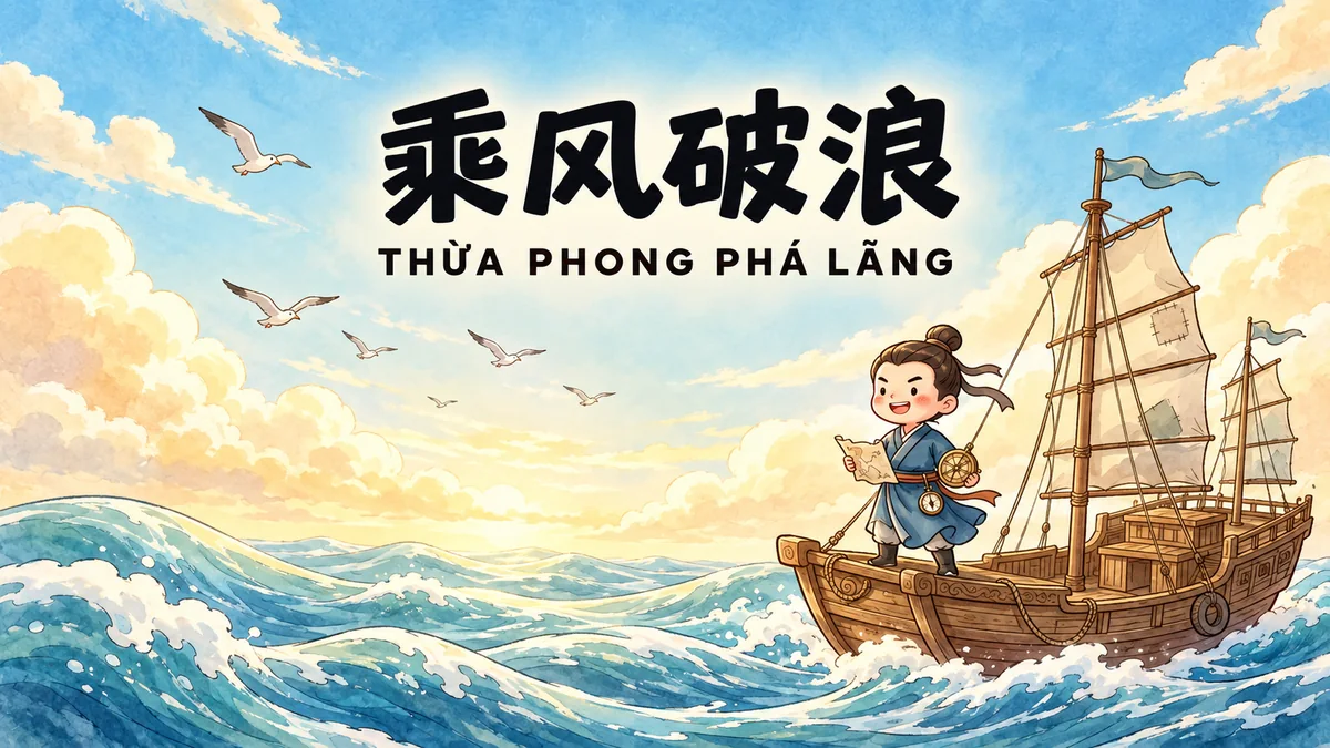 Ý Nghĩa Thành Ngữ Thừa Phong Phá Lãng (乘风破浪): Điển Cố Tông Xác Cưỡi Gió Vượt Sóng & Khát Vọng Vươn Ra Biển Lớn - FoxHSK