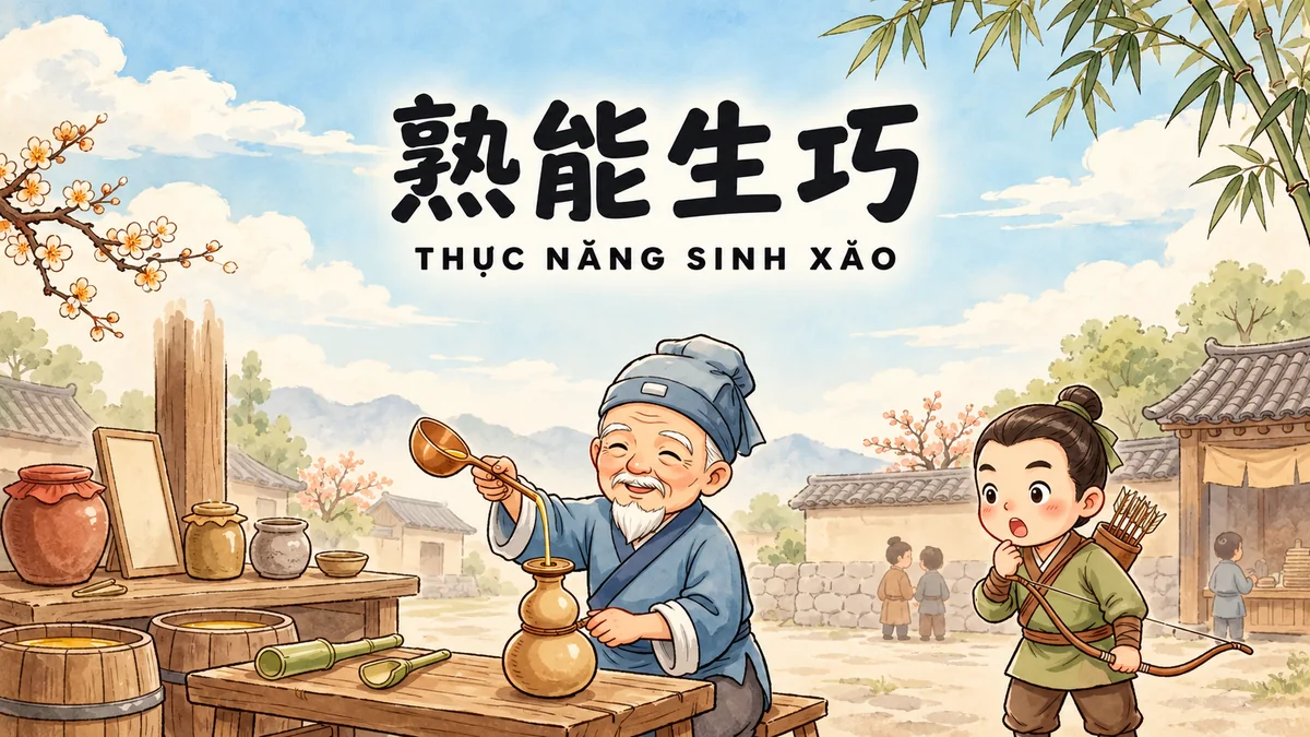 Ý Nghĩa Thành Ngữ Thục Năng Sinh Xảo (熟能生巧): Điển Cố Rót Dầu Qua Lỗ Đồng Tiền & Bài Học Trăm Hay Không Bằng Tay Quen - FoxHSK