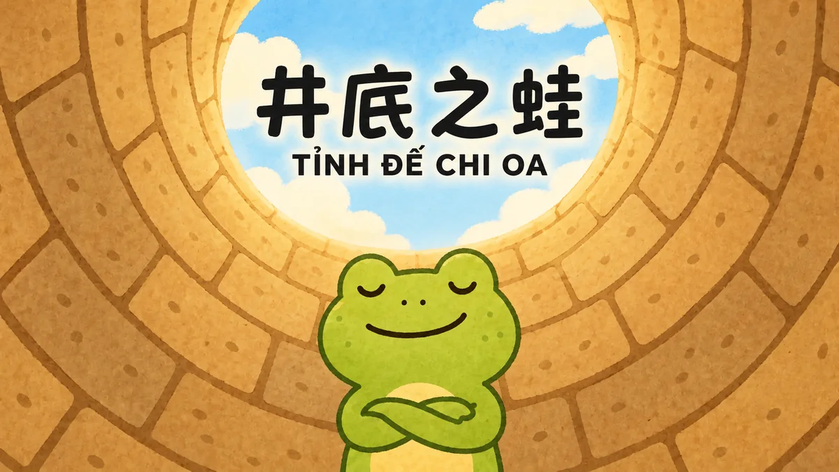 Ý Nghĩa Thành Ngữ Tỉnh Đế Chi Oa (井底之蛙): Điển Cố Ếch Đáy Giếng & Tầm Nhìn Khoáng Đạt - FoxHSK
