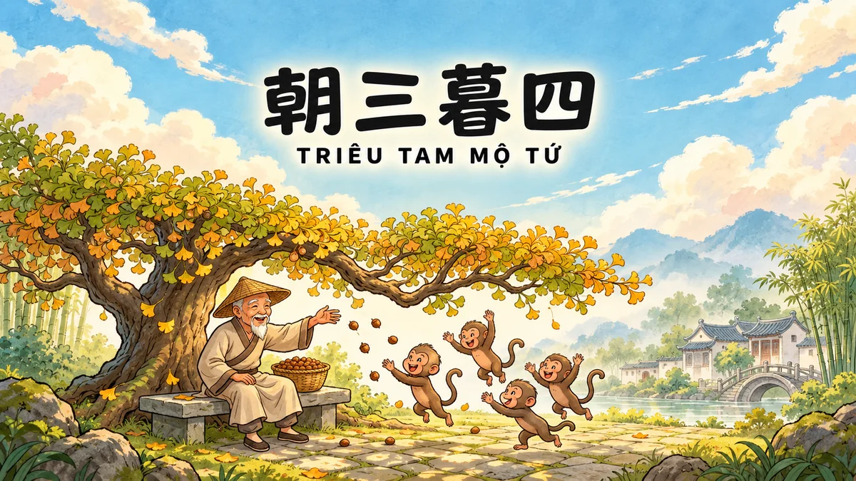 Ý Nghĩa Thành Ngữ Triêu Tam Mộ Tứ (朝三暮四): Điển Cố Cho Khỉ Ăn Hạt Dẻ & Bài Học Tránh Hay Thay Đổi - FoxHSK