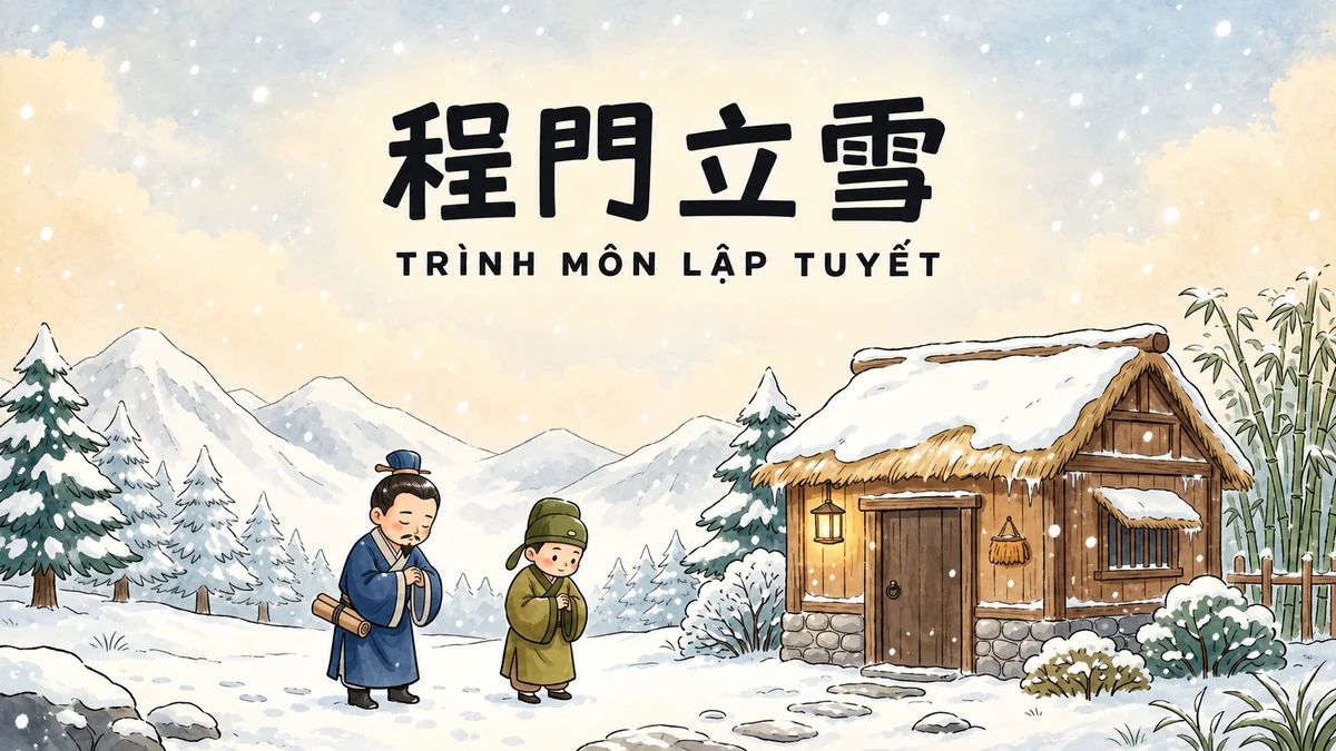 Ý Nghĩa Thành Ngữ Trình Môn Lập Tuyết (程门立雪): Điển Cố Đứng Chờ Ngoài Tuyết Trước Cửa Thầy & Đạo Tôn Sư Trọng Đạo - FoxHSK