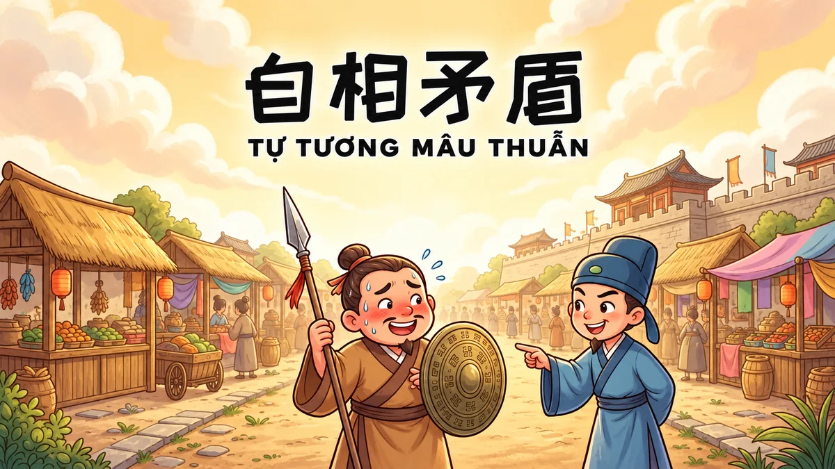 Ý Nghĩa Thành Ngữ Tự Tương Mâu Thuẫn (自相矛盾): Điển Cố Hàn Phi Tử & Nghệ Thuật Tư Duy Logic | FoxHSK