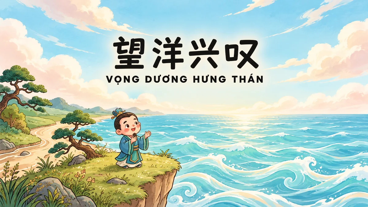 Ý Nghĩa Thành Ngữ Vọng Dương Hưng Thán (望洋兴叹): Điển Cố Hà Bá Nhìn Biển Thở Dài & Bài Học Về Sự Khiêm Tốn Biển Học | FoxHSK