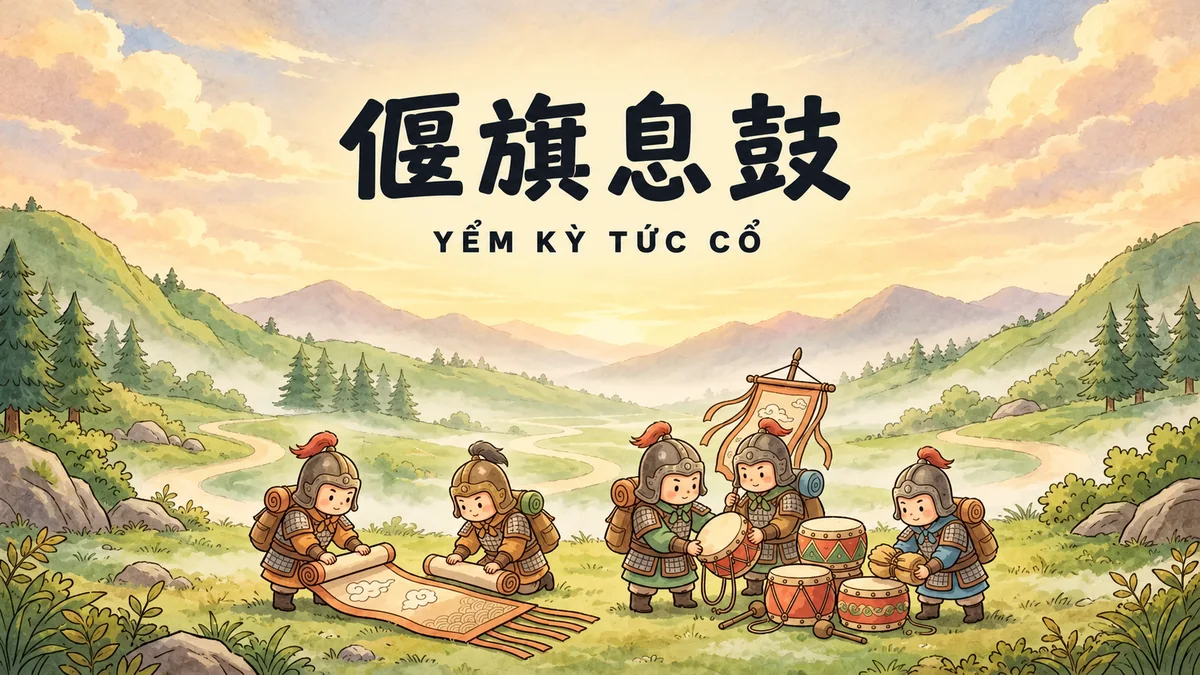 Ý Nghĩa Thành Ngữ Yểm Kỳ Tức Cổ (偃旗息鼓): Điển Cố Triệu Vân Hạ Cờ Im Trống & Kế Sách Giấu Mình - FoxHSK