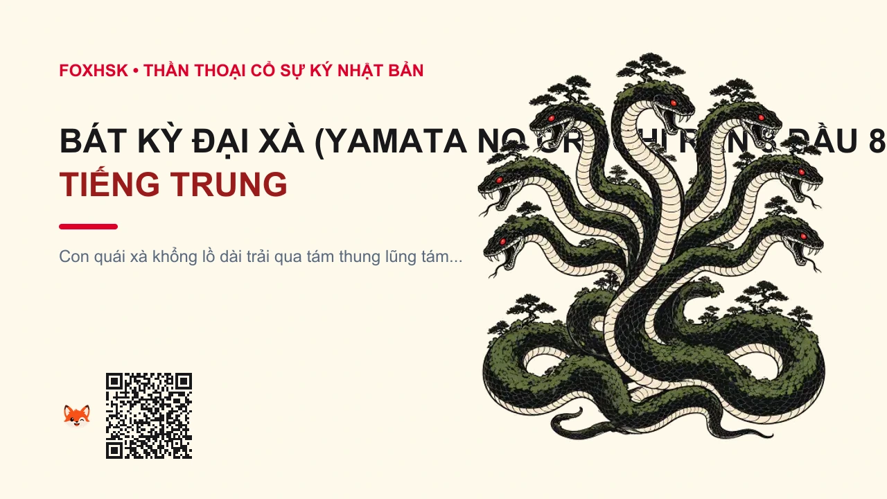 Bát Kỳ Đại Xà (Yamata no Orochi Rắn 8 Đầu 8 Đuôi) Tiếng Trung Là Gì? (八岐大蛇 - bāqí dàshé) • Nguồn Gốc Kojiki (Cổ Sự Ký) &, Dấu Ấn Pop Culture & Phương Pháp Hóa Giải - FoxHSK