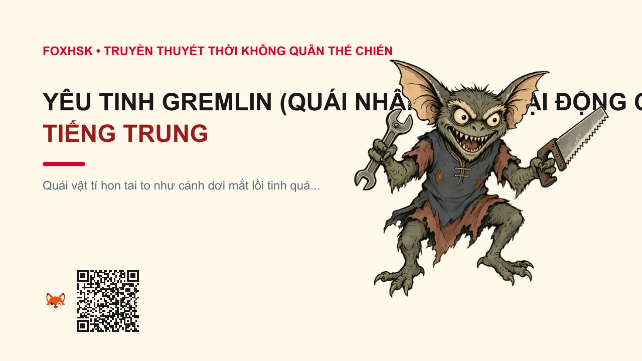 Yêu Tinh Gremlin (Quái Nhân Phá Hoại Động Cơ Máy Bay) Tiếng Trung Là Gì? (格怪小魔 - géguài xiǎomó) • Nguồn Gốc Không quân Hoàng gia Anh, Dấu Ấn Pop Culture & Phương Pháp Hóa Giải - FoxHSK