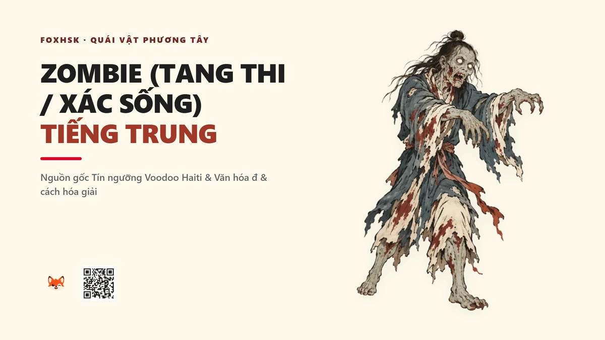Zombie (Tang Thi / Xác Sống) Tiếng Trung Là Gì? (丧尸 - sàngshī) • Nguồn Gốc Voodoo Haiti, Bom Tấn The Walking Dead, K-Zombie Train to Busan & Resident Evil - FoxHSK
