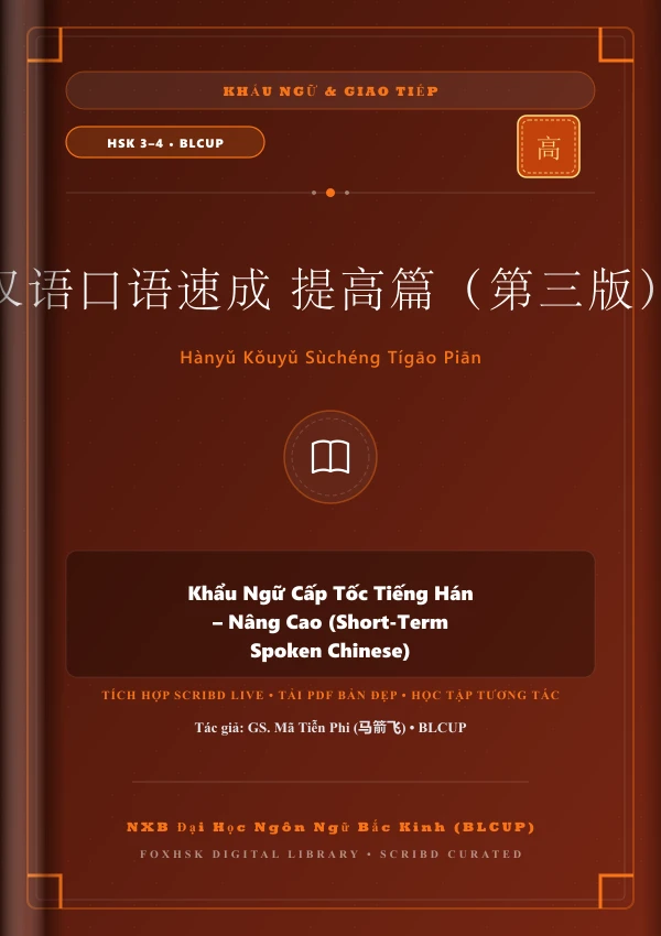 Bìa sách Khẩu Ngữ Cấp Tốc Tiếng Hán - Nâng Cao (Short-Term Spoken Chinese)
