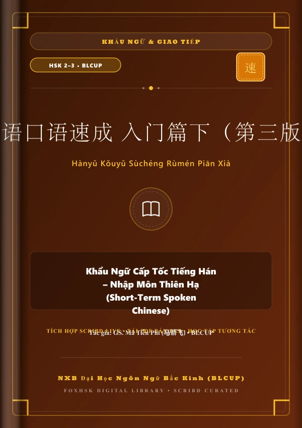 Bìa sách Khẩu Ngữ Cấp Tốc Tiếng Hán - Nhập Môn Thiên Hạ (Short-Term Spoken Chinese)