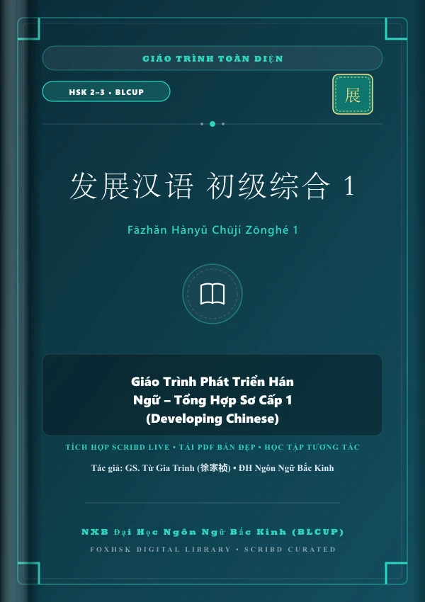 Bìa sách Giáo Trình Phát Triển Hán Ngữ - Tổng Hợp Sơ Cấp 1 (Developing Chinese)