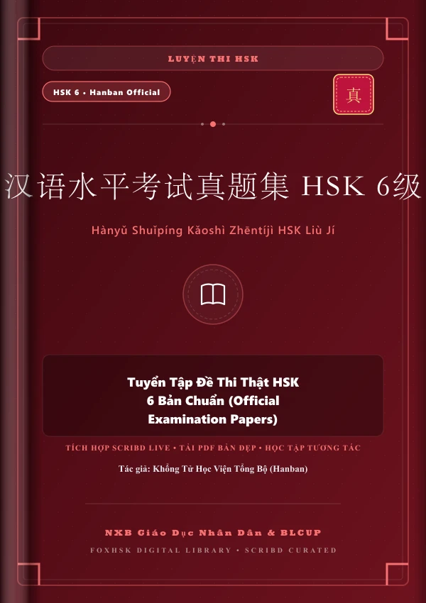 Bìa sách Tuyển Tập Đề Thi Thật HSK 6 Bản Chuẩn (Official Examination Papers)